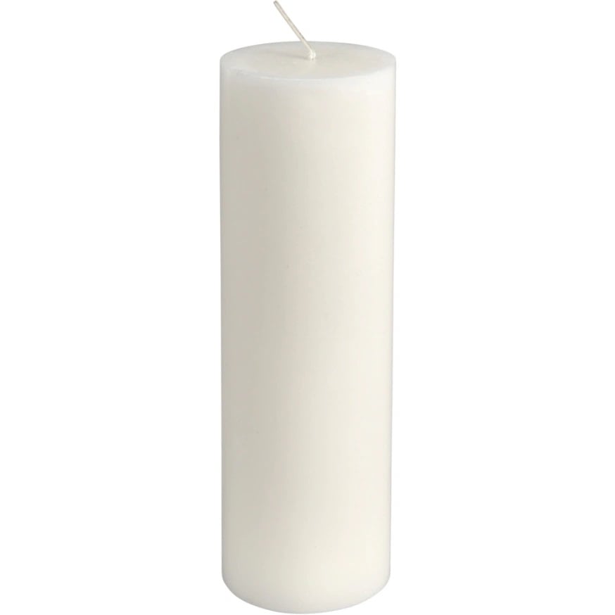 [32164] Bloklys, 20cm, Ø6cm, hvid, 60 timer, stearin, 100 % stearin, (12 stk.)