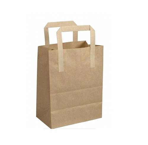 [32196] Brun papirspose med hank, 4,3 L, 18x10,5x23 cm, 70 gsm, kraft, (500 stk.)