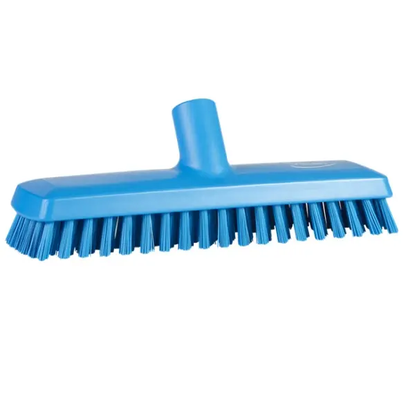 [32198] Gulvskrubbe med vandgennemløb, blå, 27 cm, meget stive børstehår, Vikan 70413, (1 stk.)