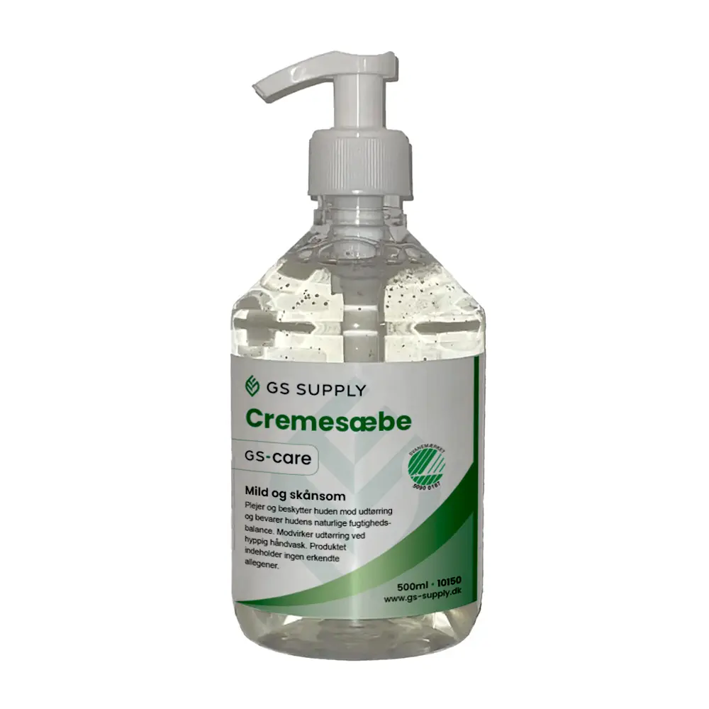 Håndsæbe, GS-Care, Cremesæbe Natur, Svanemærket, uden farve og parfume, 500-ml, (1 stk.)