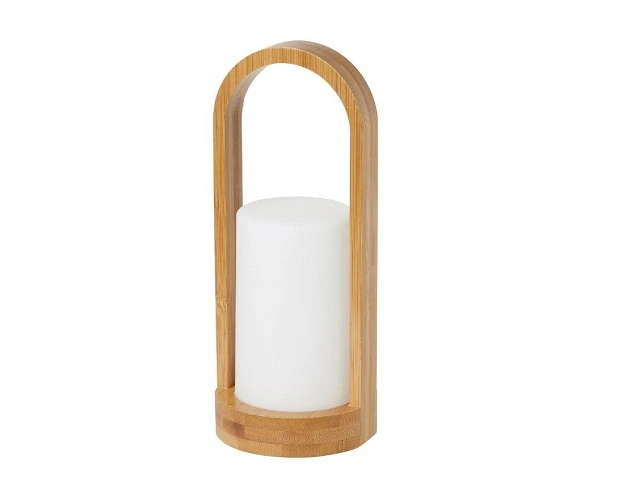 Lysestage til LED lys, Duni, bambus, 24xØ10cm, hvid, (4 stk.)