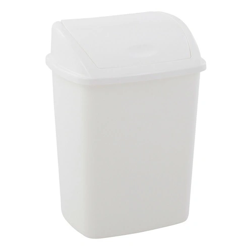 [32298] 4,45L affaldsspand med svinglåg, 16,5x20x28,5cm, hvid, plast, forberedt til vægmontering, (1 stk.)