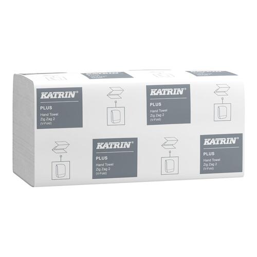 Håndklædeark, Katrin 35311 Plus, V-Fold, 2-lag, L23 x B22,4 x D11.5 cm, nyfiber, hvid, (4000 stk.)