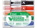 Whiteboard marker/Tusch, Pilot WB, rund spids, sort, rød, grøn, blå, orange, 2,3mm, (5 stk.)
