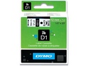 D1 Labeltape til dymo, tape 12mm x 7 meter, Sort på hvid, 45013, (1 stk.)