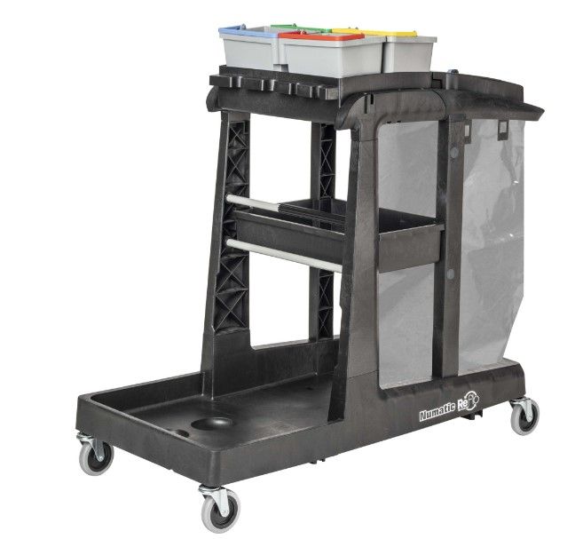 Rengøringsvogn, m. opbevaringsplads til Numatic støvsuger, Numatic EcoMatic EM 3, (1 stk.)