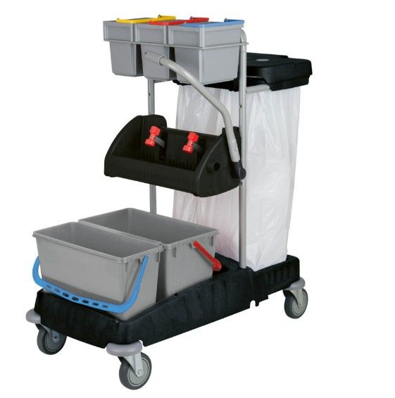 [11310] Kompakt rengøringsvogn, Numatic ProCar 1A m. fladmop presse, affaldsholder, 3x5 liters spand, inkl. moppesæt MSG-0, (1 stk.)