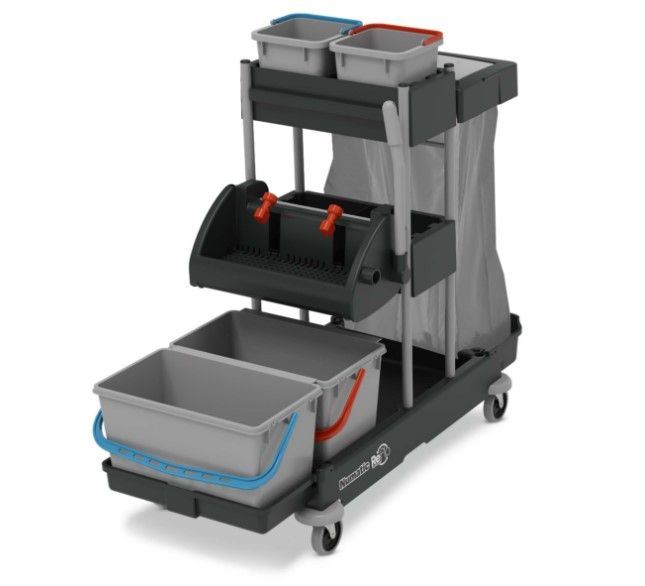 Kompakt rengøringsvogn, Numatic ProCar 2G m. fladmop presse, affaldsholder, 2x6 liters spande, inkl. moppesæt MSG-0, (1 stk.)