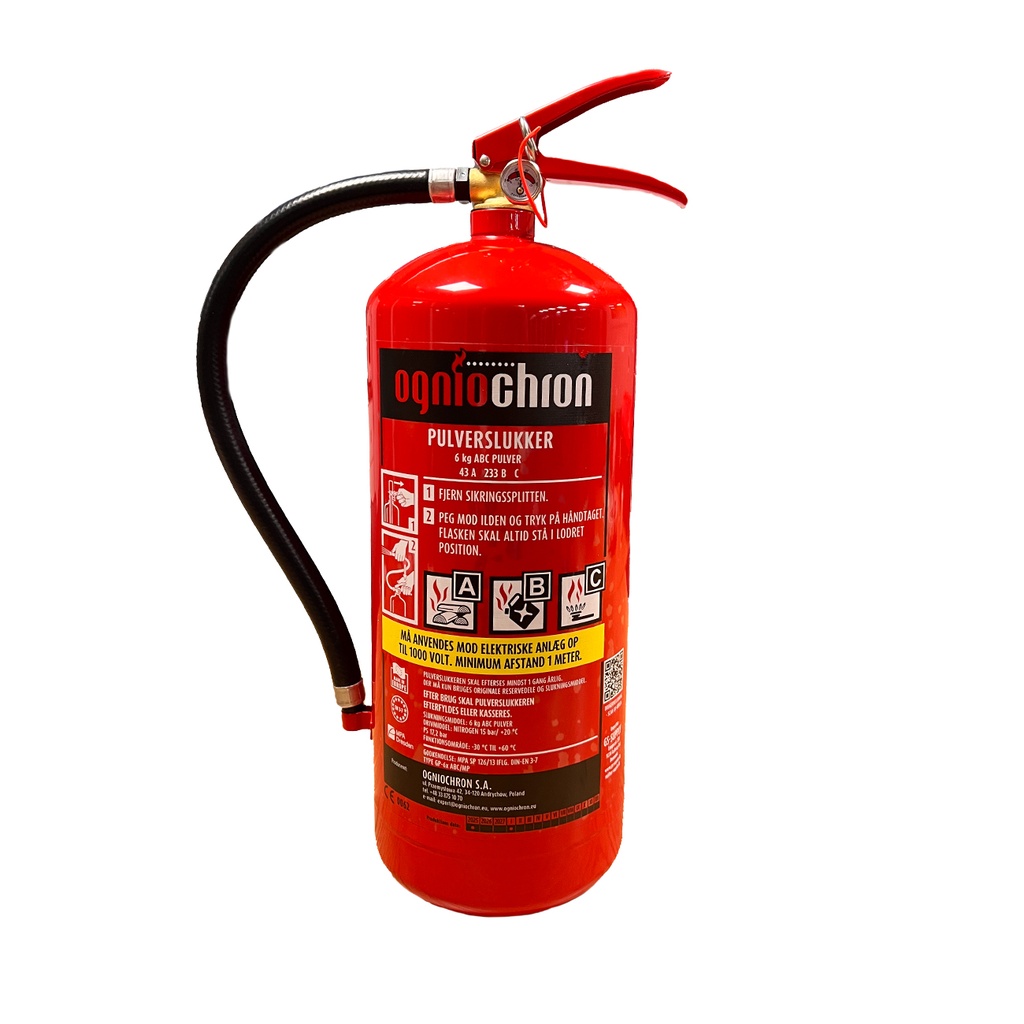 Pulverslukker, brandslukker, 6 kg, GS-basic - Ogniochron, inkl. vægbeslag, (1 stk.)