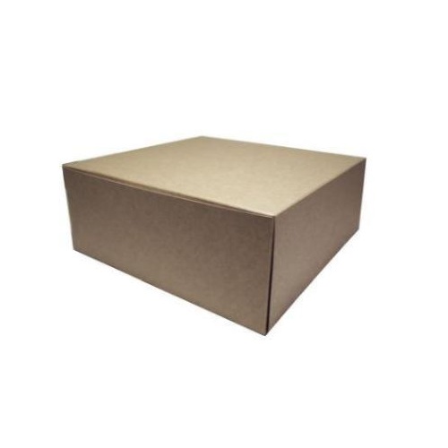 Kageæske, fold selv, SE-model, 25x25x10cm, pap, brun/hvid, (100 stk.)