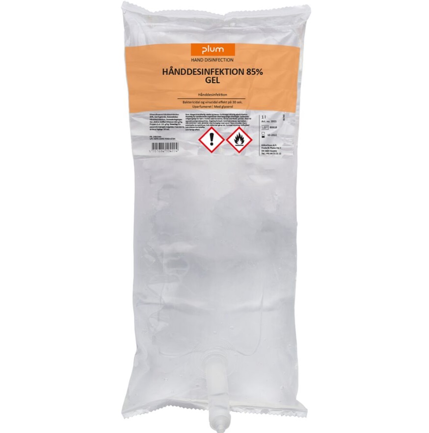 [34516] Hånddesinfektionsgel, 1000 ml, til ståldispenser, Plum 3955, (1 stk.)