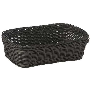 [10465] Brødkurv, 31x21x9cm, rektangulær, kraftig flet, pp, sort, (1 stk.)