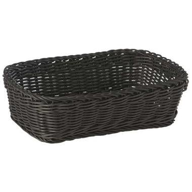 [10465] Brødkurv, 31x21x9cm, rektangulær, kraftig flet, pp, sort, (1 stk.)