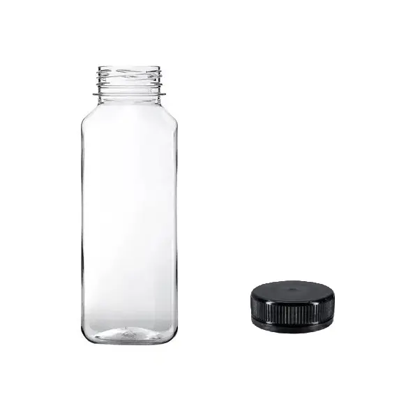 [11395] PET flaske m. sort låg, firkantet, 250ml/38mm/18 gr, BELLA 250, (200 stk.)