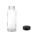 PET flaske m. sort låg, firkantet, 250ml/38mm/18 gr, BELLA 250, (200 stk.)