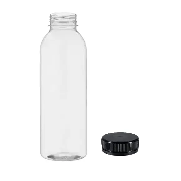 [11400] PET flaske m. sort låg, Bobby 500, rund, 500ml/38mm/21 gr. (110 stk.)