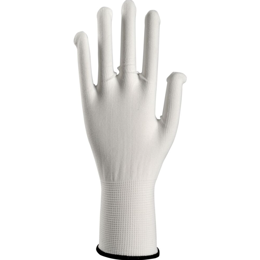 Tekstil handske, Hvid, polyester, uden plastdotter, fødevaregodkendte (600 par, 1.200 stk.)