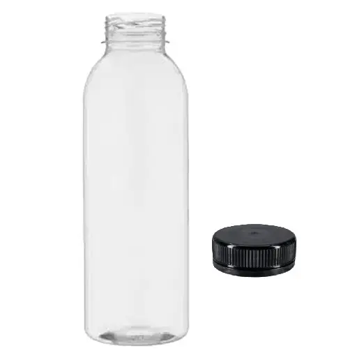 [11401] PET flaske m. sort låg, Bobby 1000, rund, 1000ml/38mm/33,5 gr. (57 stk.)