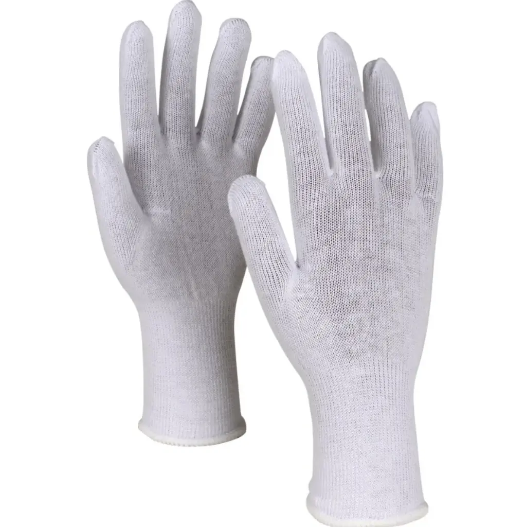 [34690] Tekstil handske, inderhandske, hvid, Bomuld, latexfri elastik, Størrelse: 9 (12 par, 24 stk.)