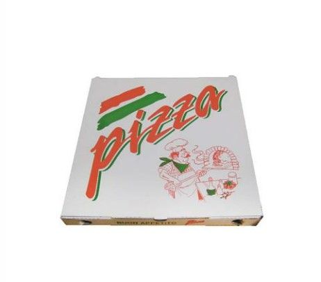 Pizzaæske, 20x20x3 cm, hvid, med tryk Pizza Buon Appetito, (100 stk.)