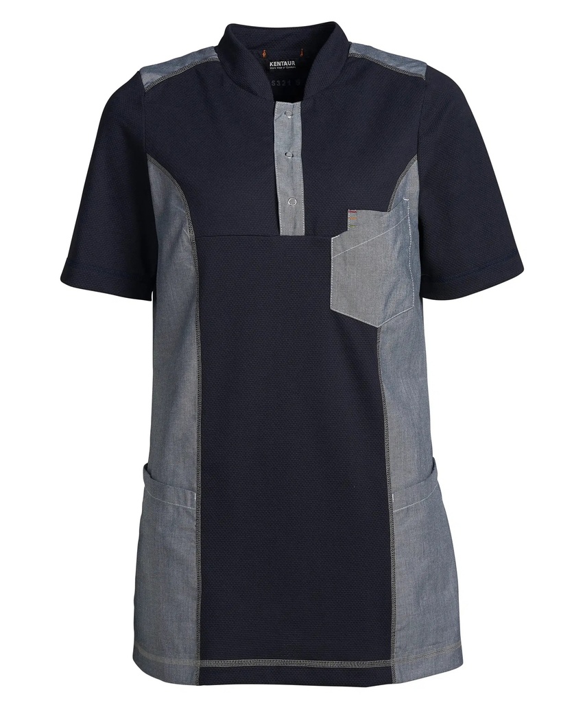 [34763] Unisex funktionspolo, navy/chambray grå, 65/35% PES/CO, Kentaur, fra XS til 2XL (1 stk.) (XS)