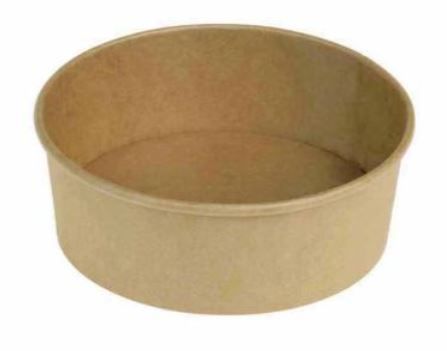 [11428] Salatskål, rund, 1300ml, Ø184mm x 70, brun, kraft med PE, tilhørende 11427, (300 stk.)