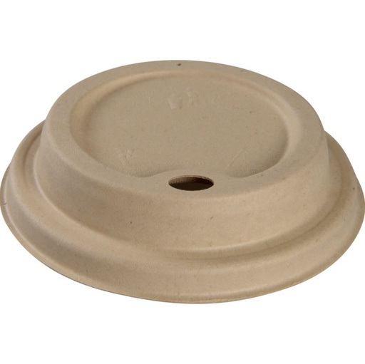 Låg til papkrus, Ø8cm, brun, bagasse, komposterbar, (1000 stk.)