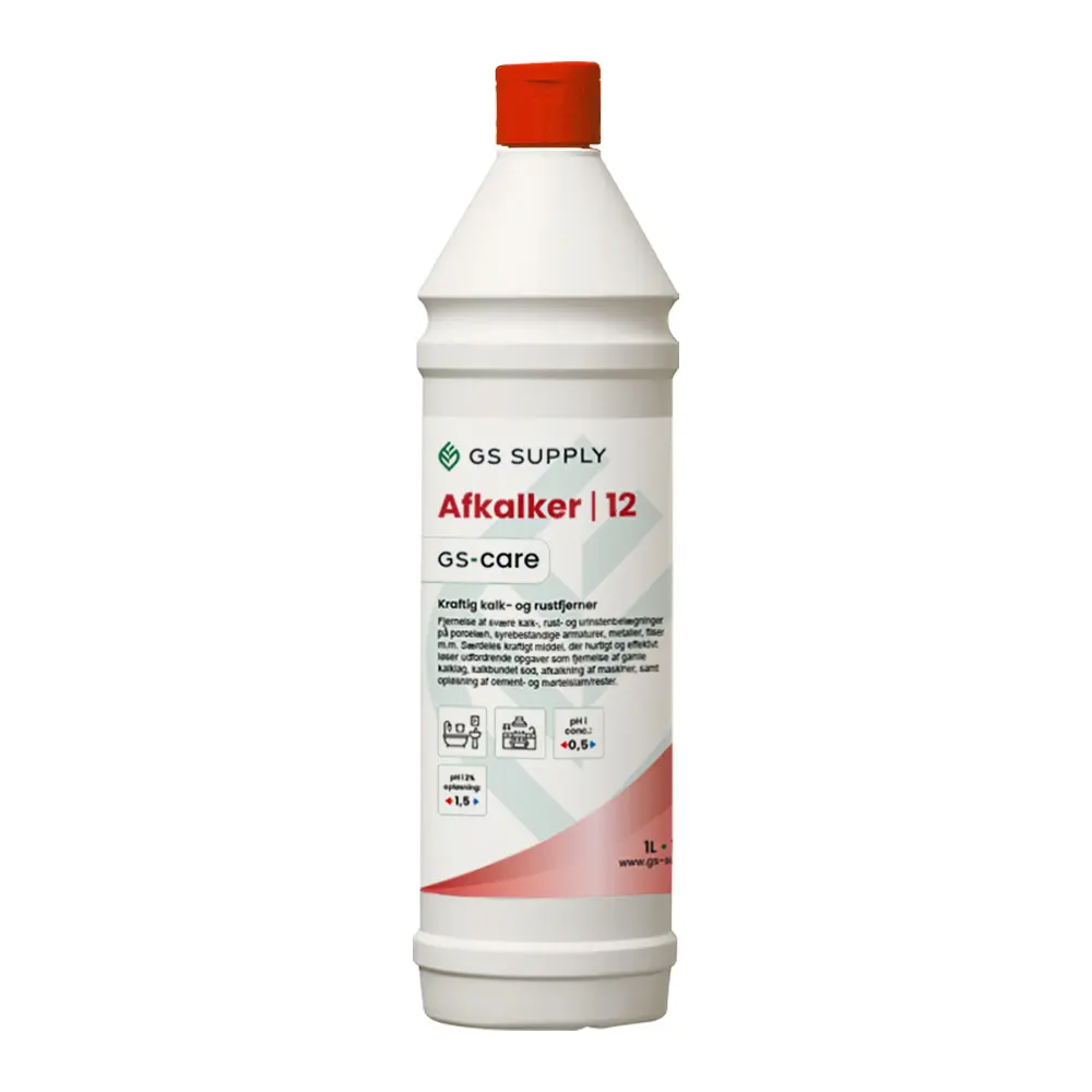 [11504] Afkalker 12, Kraftig kalk- og rustfjerner, GS-Care, uden parfume, 1L, (1 stk.)