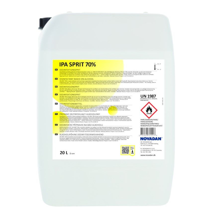 Overfladedesinfektion, Novadan IPA Sprit, 20 l, 70% ethanol, flydende, (1 stk.)