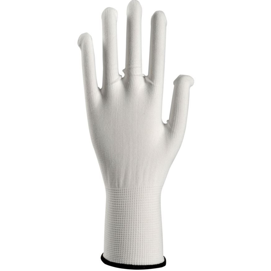 Tekstil handske, 6, hvid, polyester, uden plastdotter, fødevaregodkendte, 24 handsker, (12 par.)