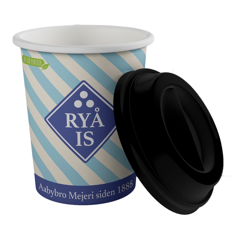 Ryaais papkrus, 8 oz / 200 ml - Papkrus med custom print (vandbaseret belægning), 1000 stk.