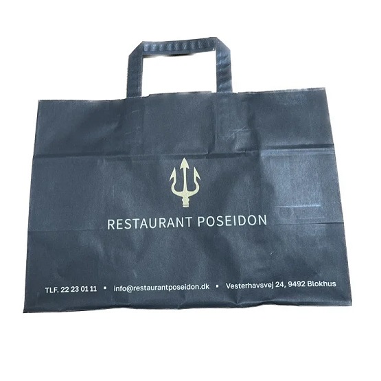 Poseidon bærepose, 350x170x245 mm, hvid, 80 g/m², med sort hank, papir, (200 stk.)