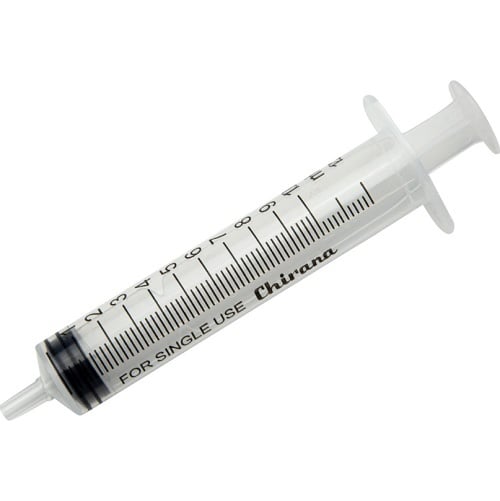 [11576] Sprøjte, Chirana, 10 ml, transparent, luer slip, centreret, 3 komponent, steril, engangs, (100 stk.)