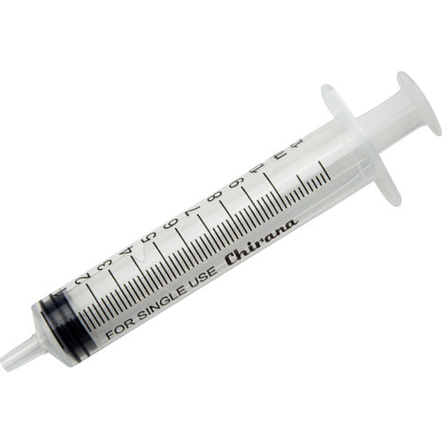 [11576] Sprøjte, Chirana, 10 ml, transparent, luer slip, centreret, 3 komponent, steril, engangs, (100 stk.)