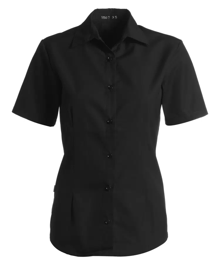 Dameskjorte k/arm, sort, 65/35% PES/CO, Kentaur, fra XS til 2XL (1 stk.)