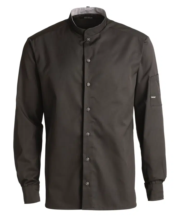 Kokke-/service skjorte l/arm, sort, 65/35% rPES/CO, Kentaur, fra XS til 2XL (1 stk.)