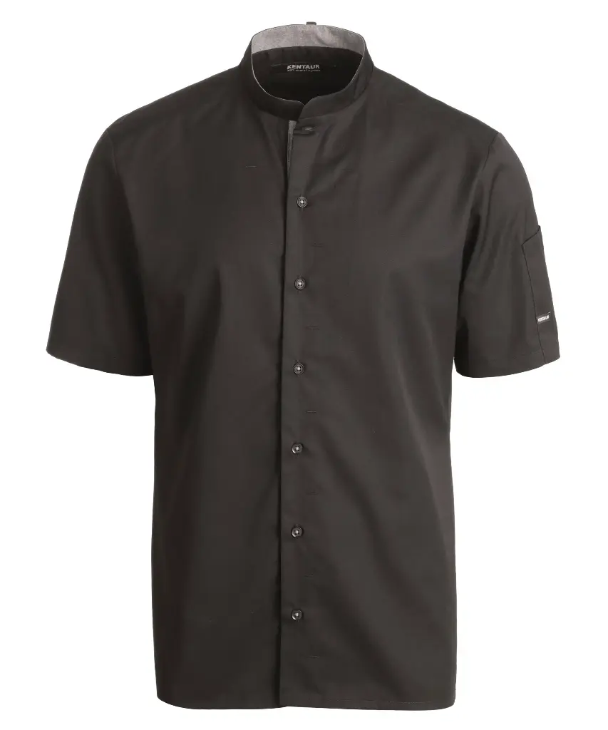 Kokke-/service skjorte k/arm, sort, 65/35% rPES/CO, Kentaur, XS til 2XL (1 stk.)