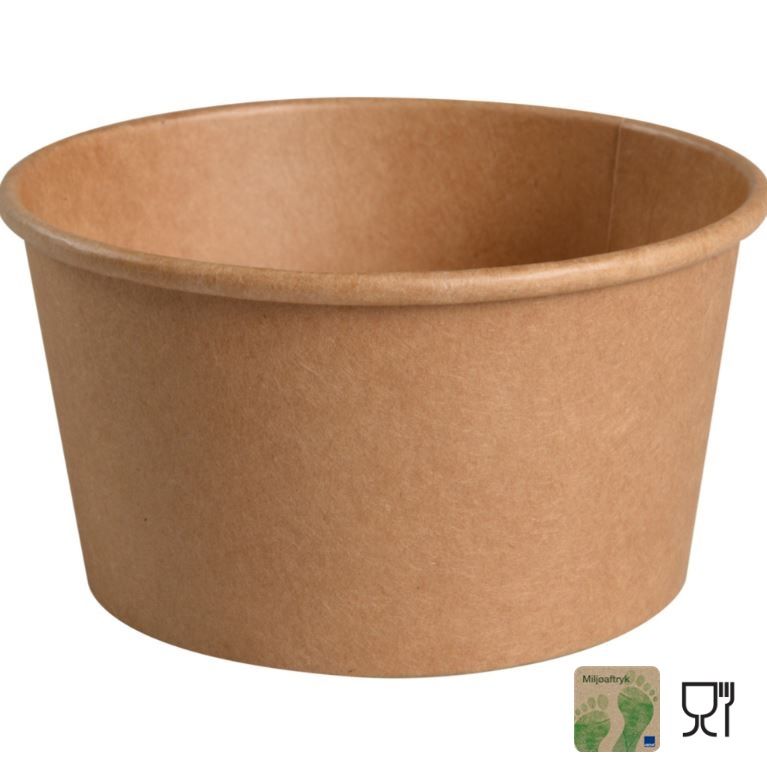 [11514] Suppebøtte, 6,2cm, Ø11,5cm, 400 ml, brun, kraft/PE, 12 oz, (500 stk.)
