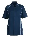 Unisex skjorte, marine m. hvid flatlock, 50/50% CLY/rPES, Kentaur, fra 2XS til 2XL (1 stk.)