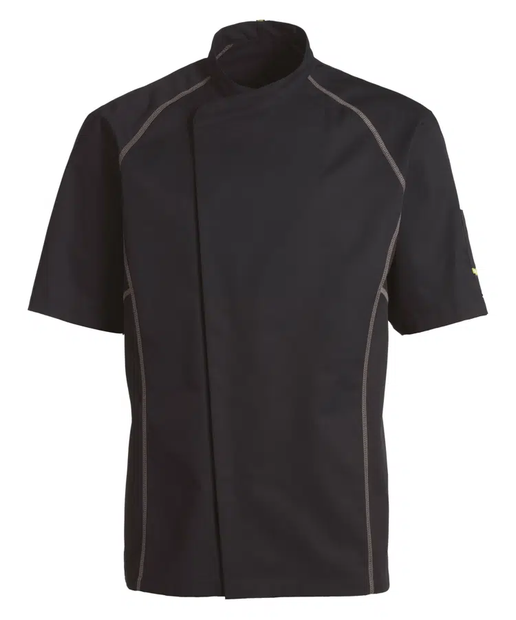 [36683] Unisex kokke-/tjenerjakke, sort m. grå flatlock, 65/35% rPES/CO, Kentaur, fra 2XS til 2XL (1 stk.) (2XS)