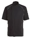 Unisex kokke-/tjenerjakke, sort m. grå flatlock, 65/35% rPES/CO, Kentaur, fra 2XS til 2XL (1 stk.)