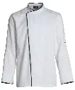 Unisex kokke-/tjenerjakke, hvid m. sort piping, 50/50% CO/PES, Kentaur, fra 2XS til 2XL (1 stk.)