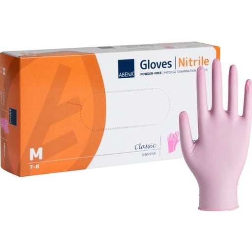 [11625] Nitrilhandsker, Pink, Medium, Sensitive, Pudderfri, CAT III, (100 stk.)