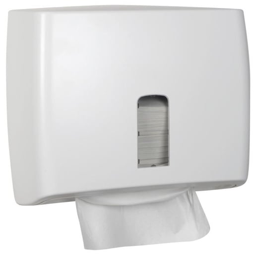 [11639] Papirdispenser t/ alle typer håndklædeark, White Classic, Mini, 13x30,5x26cm, hvid, plast, (1 stk.)