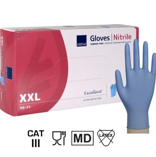 [111600] Nitrilhandsker, Blå, XXL, Classic, Pudderfri, CAT III, (90 stk.)