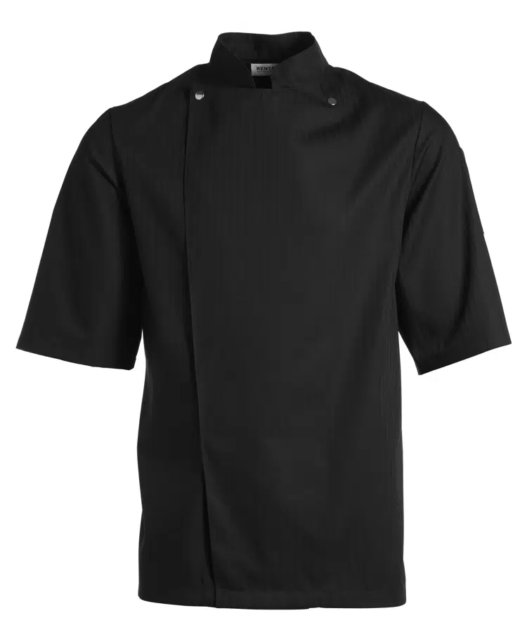 [36944] Chefkokkejakke med korte ærmer, sort, 65/35% PES/CO, Kentaur, fra 120 til 140 (1 stk.) (120)