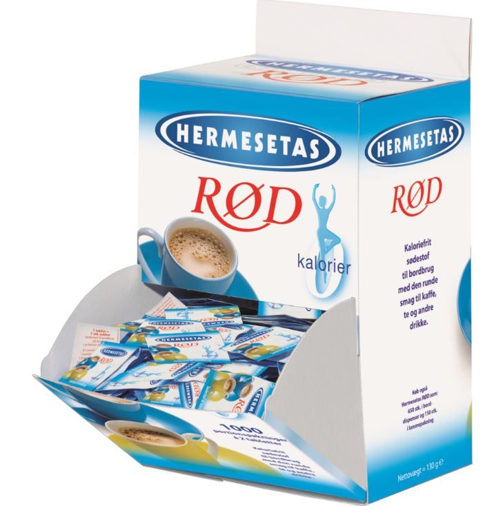 [11607] Sødetabletter, Hermesetas rød, (1000 breve á 2 stk = 2.000 stk.)