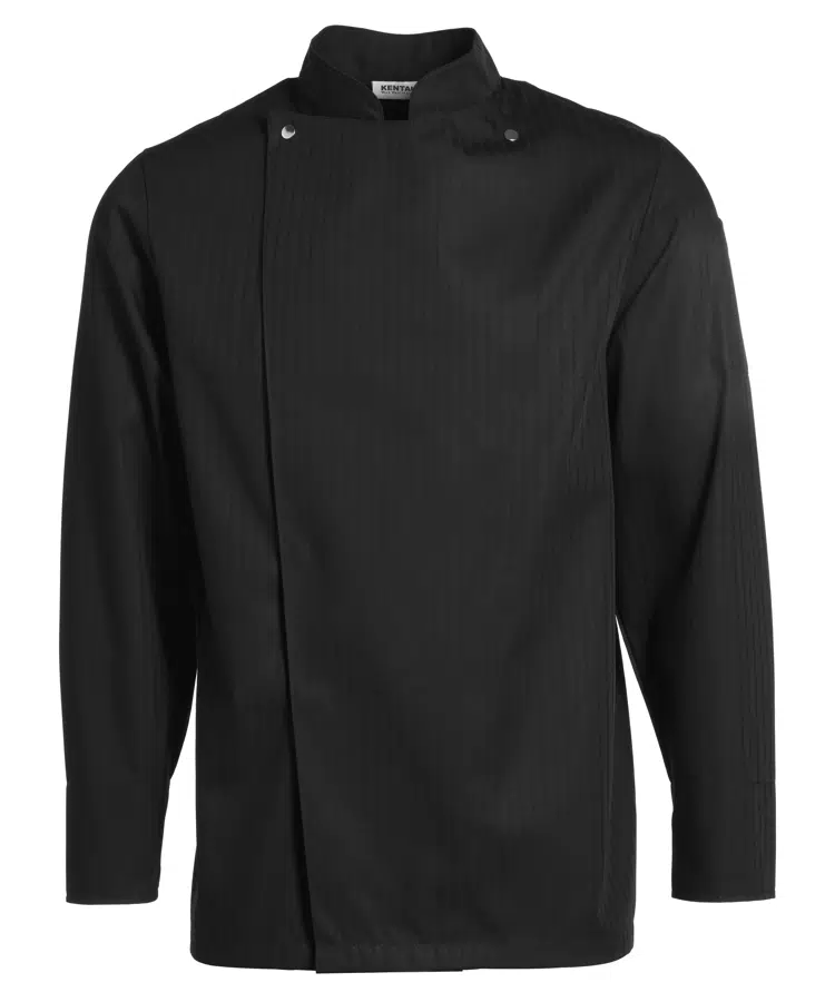 [36976] Chefkokkejakke med lange ærmer, sort, 65/35% PES/CO, Kentaur, fra 120 til 140 (1 stk.) (120)