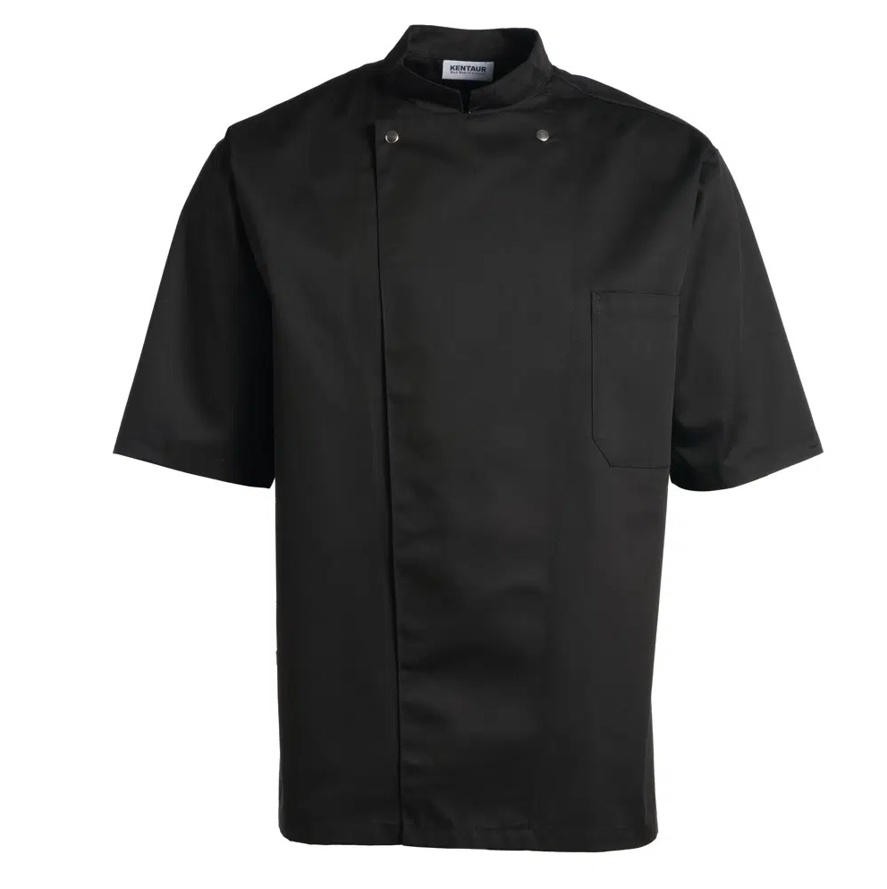 Unisex kokke-/servicejakke s/s, sort, 65/35% PES/CO, Kentaur, fra 2XS til 2XL (1 stk.)