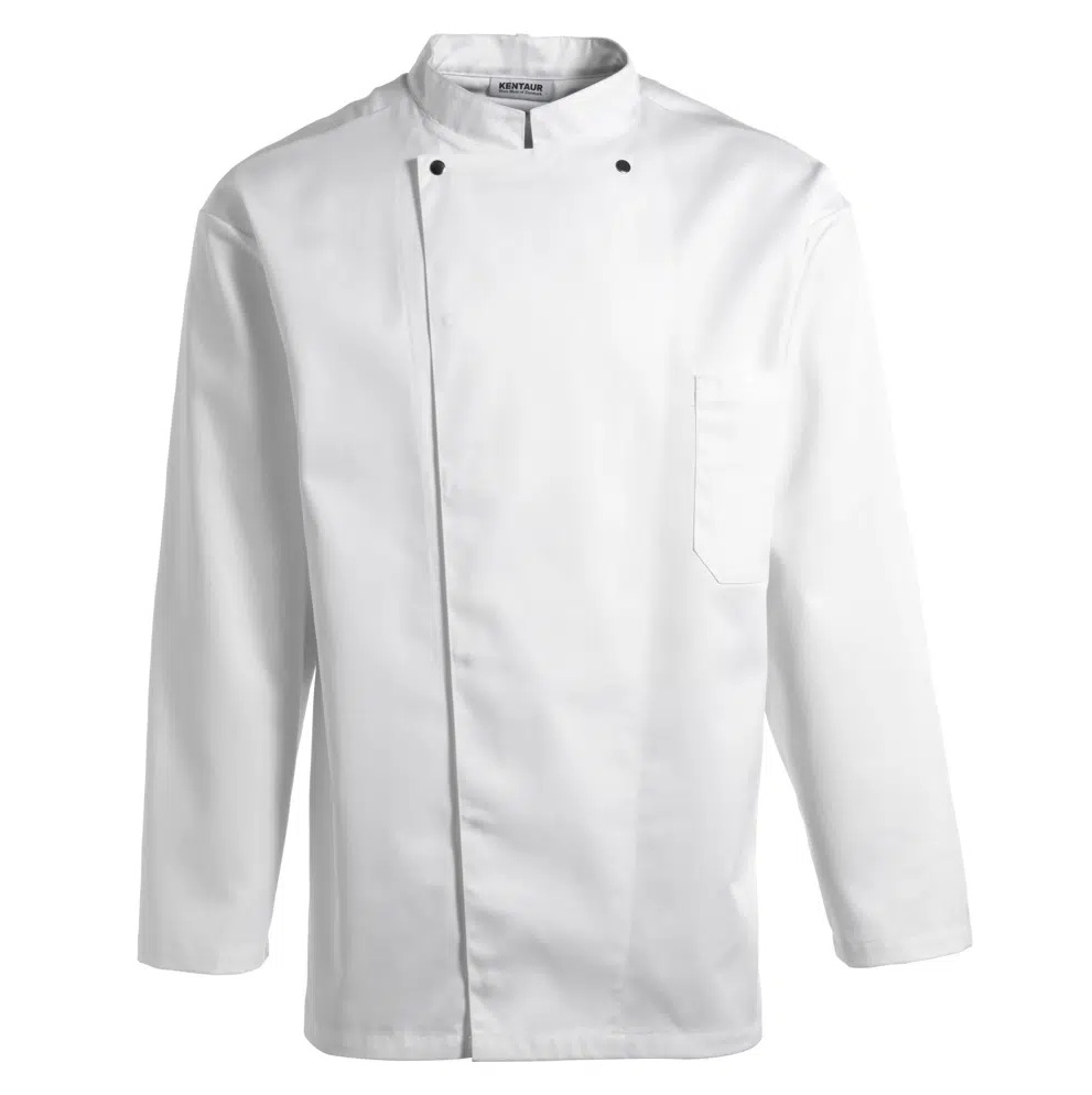 [37098] Unisex jakke med lange ærmer, hvid, 65/35% PES/CO, Kentaur, fra 2XS til 2XL (1 stk.) (2XS)